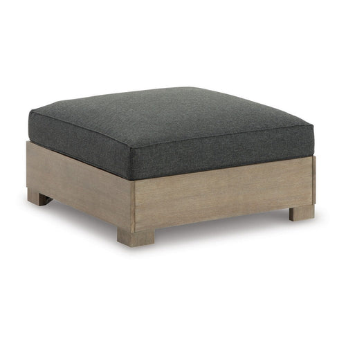 Ashley 34" Outdoor Ottoman with Cushion, Charcoal Gray, Brown