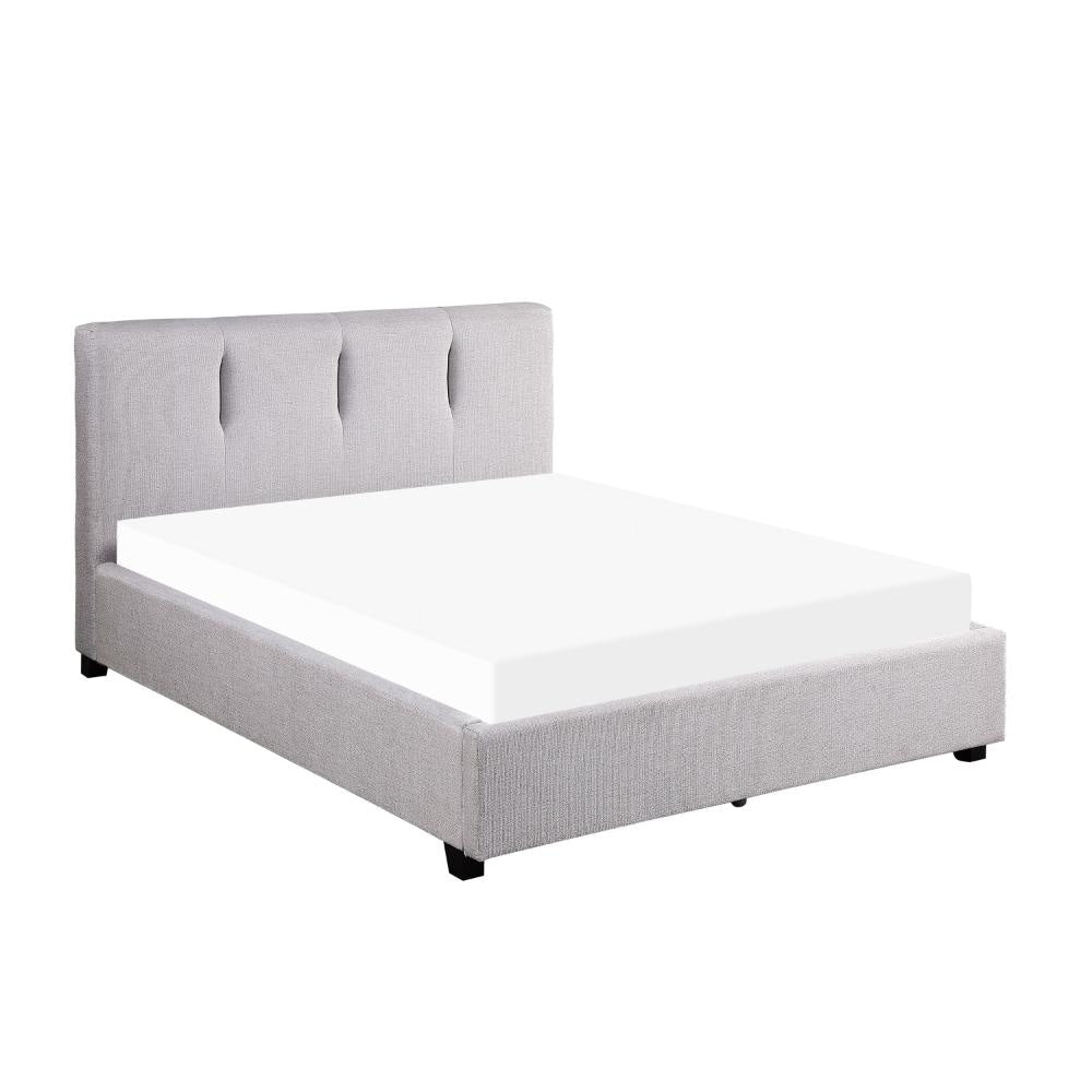 Orra Queen Platform Bed Tufted Gray Polyester Upholstery Solid Wood By Casagear Home BM314293