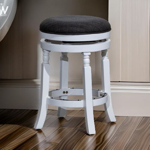 Opi 24 Inch Swivel Counter Stool, Cushioned Seat, White and Gray Finish By Casagear Home