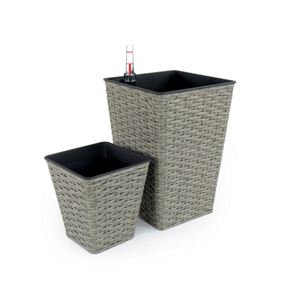 wicker self watering planter Buy Aly 14'' Self Watering Planter 2pcs, Hand Woven Wicker, Gray