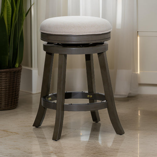 Opi 24 Inch Swivel Counter Stool, Charcoal Cushioned Seat, Weathered Gray By Casagear Home