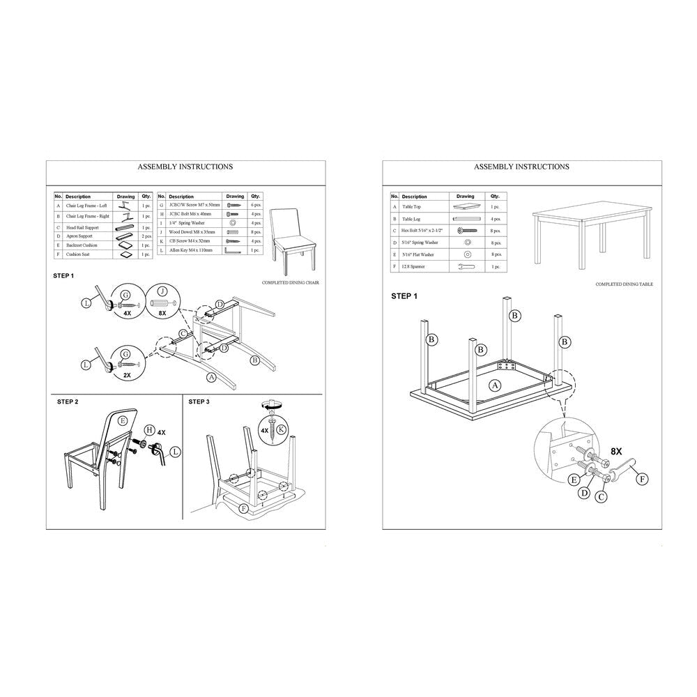 Zory 5pc Dining Table Set 4 Padded Chairs Beige Burlap Brown Wood By Casagear Home BM314646