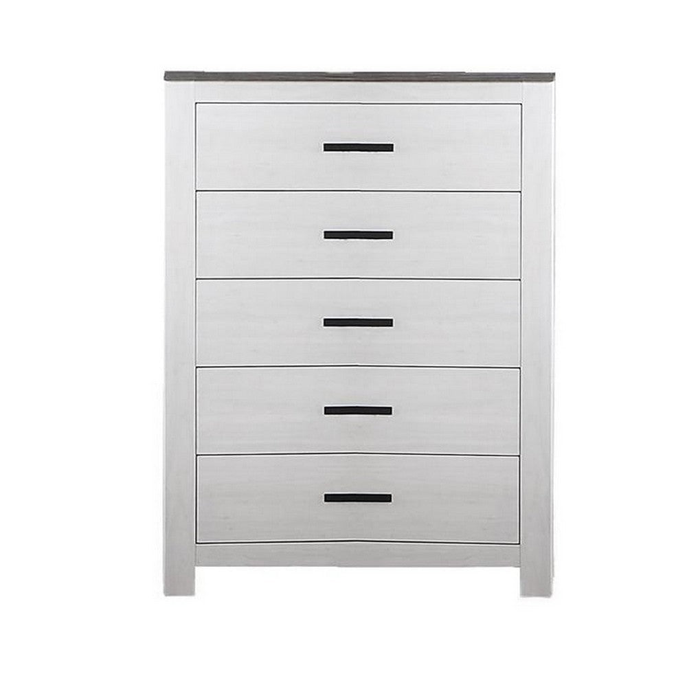 Buy Kopa 45 Inch Tall Dresser Chest, 5 Drawers, Black Handles, White Wood By Casagear Home | Casagear Buy Kopa 45 Inch Tall Dresser Chest, 5 Drawers, Black Handles, White Wood By Casagear Home | Casagear