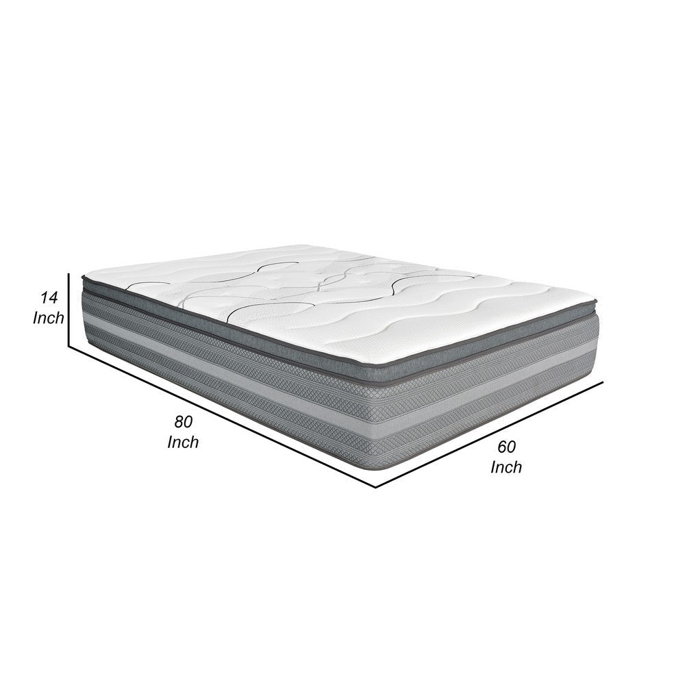 Dani 14 Inch Queen Size Mattress Pocket Coil Hybrid and Foam Layers By Casagear Home