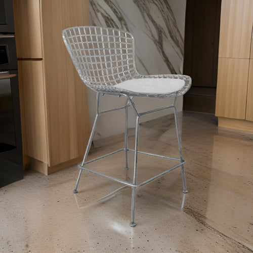 Hely 24 Inch Counter Stool Set of 2, Black White Faux Leather Seats By Casagear Home