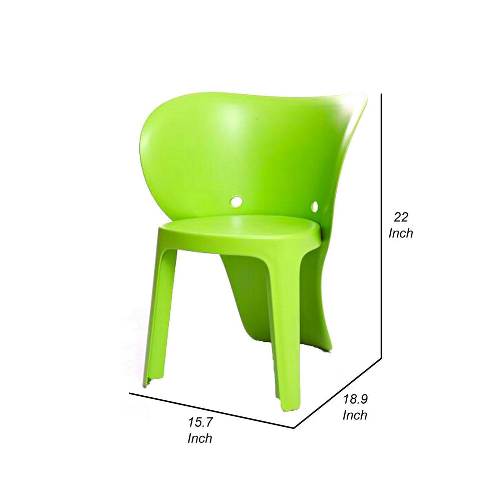 Fyna 16 Inch Kids Chair with Curved Back Set of 4 Elephant Trunk Design Green BM315362