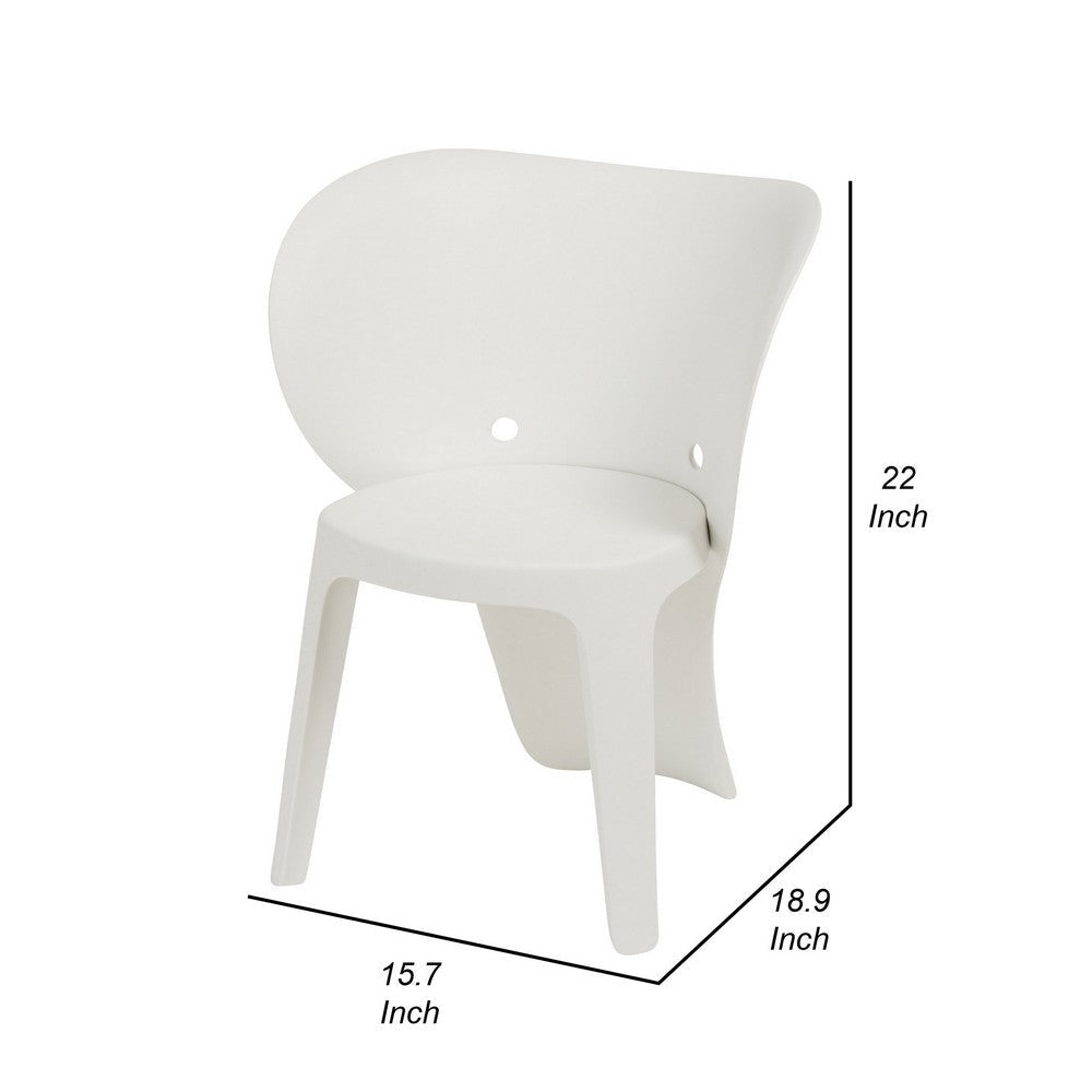Fyna 16 Inch Kids Chair with Curved Back Set of 4 Elephant Trunk Design White BM315364
