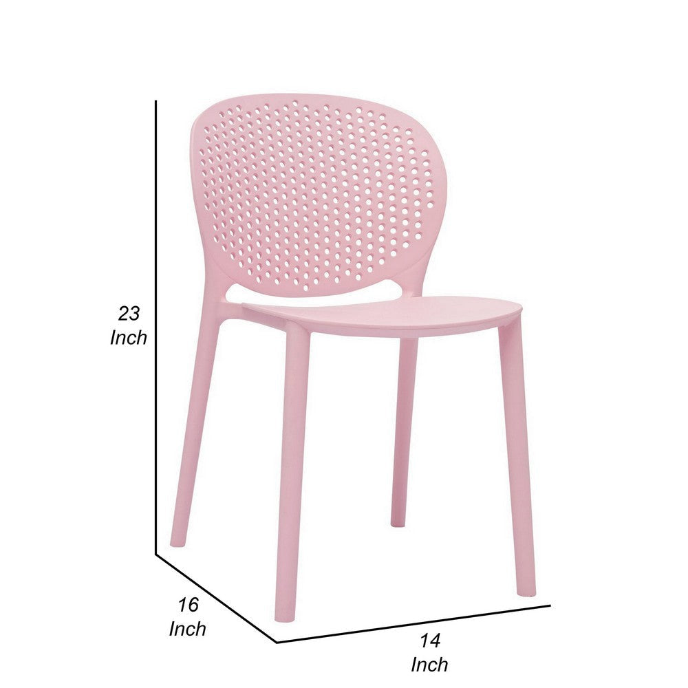 Gyna 14 Inch Kids Side Chair Round Dotted Backrest Set of 4 Armless Pink BM315369