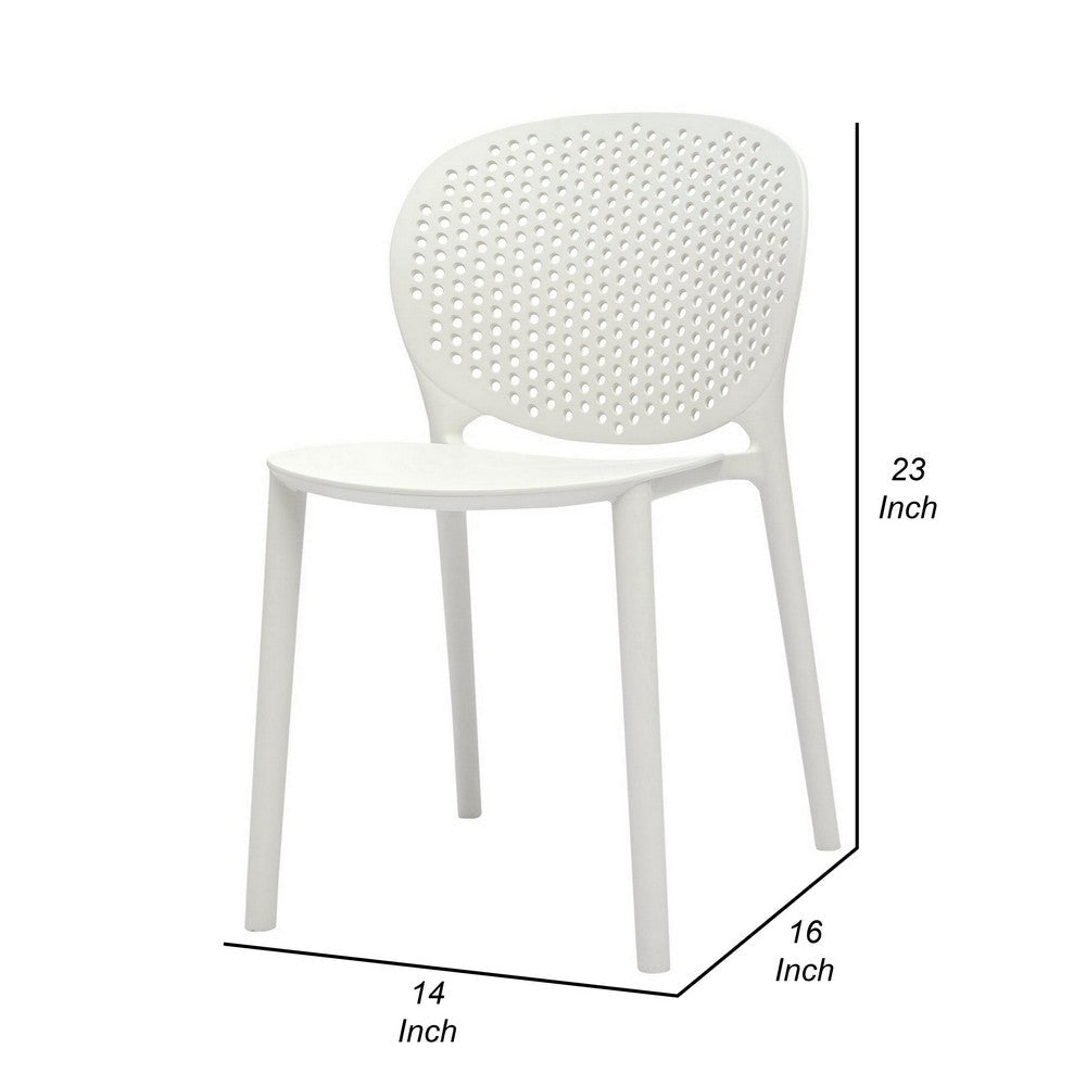 Gyna 14 Inch Kids Side Chairs Set of 4 Round Dotted Backrest Armless White By Casagear Home BM315370