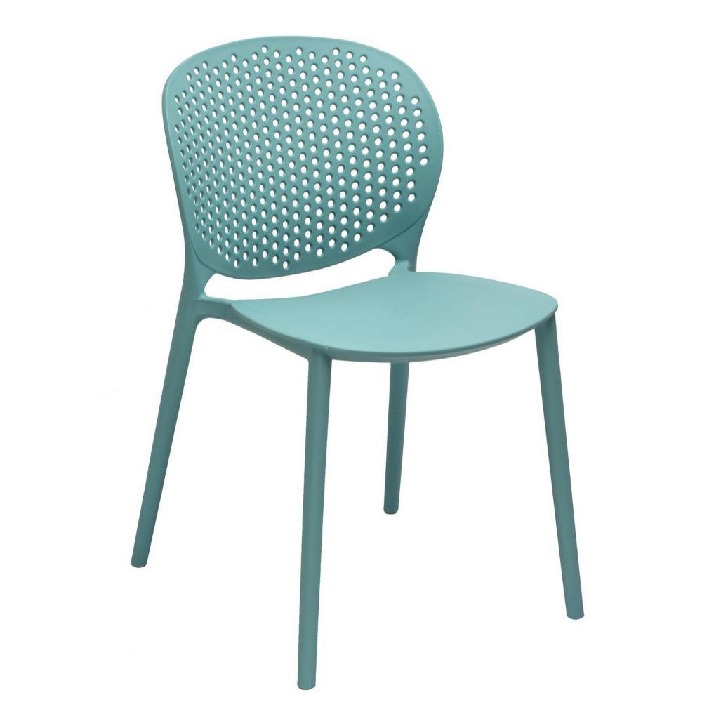 Leesy 19 Inch Side Dining Chairs Set of 4 Indoor Outdoor Blue Plastic By Casagear Home BM315390