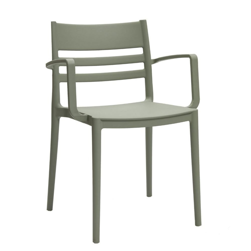 Teesy 22 Inch Side Dining Armchair Set of 4 Indoor Outdoor Open Back Gray By Casagear Home