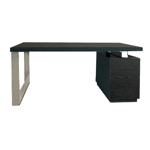 Rei 63 Inch Office Desk, File Cabinet, Chrome Metal Base, Brown Wood By Casagear Home