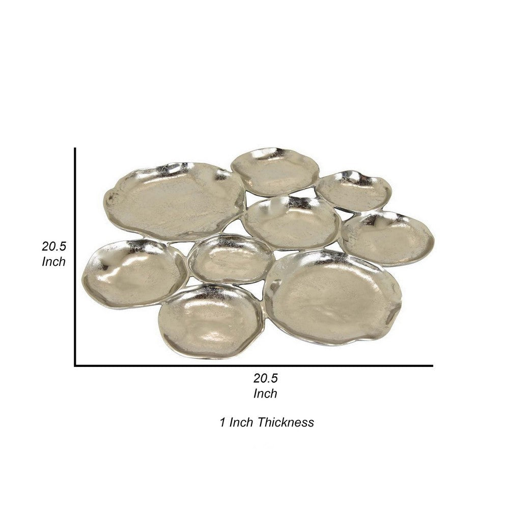 Jiva 9 Piece Decorative Bowl Set Irregular Shaped Design Silver Metal By Casagear Home