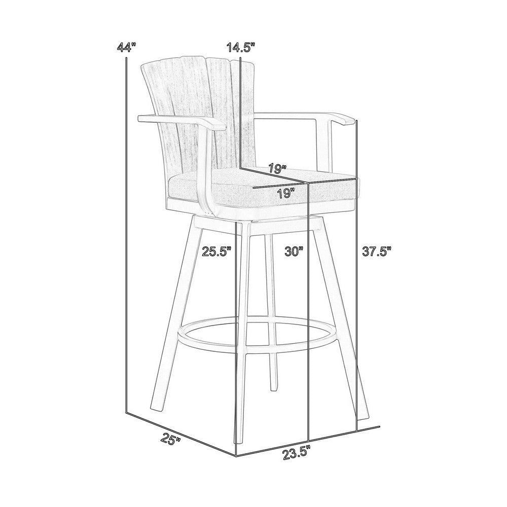 Luna 30 Inch Outdoor Swivel Barstool Chair Rustic Teak Wood Brown By Casagear Home BM315723