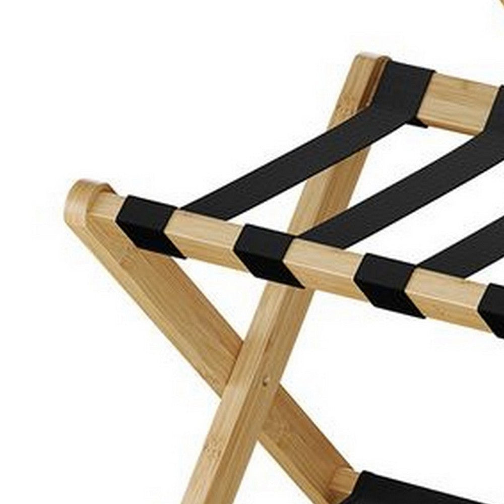 Ami 26 Inch Luggage Rack Set of 2 1 Storage Shelf X Shaped Black Brown By Casagear Home BM315802