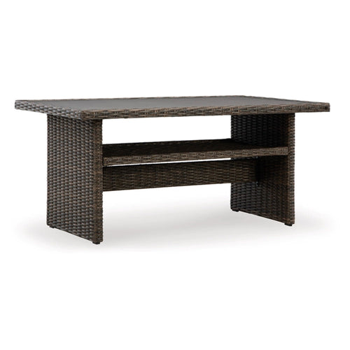 Ashley Soha 59" Outdoor Multi Use Dining Table, Brown Wicker