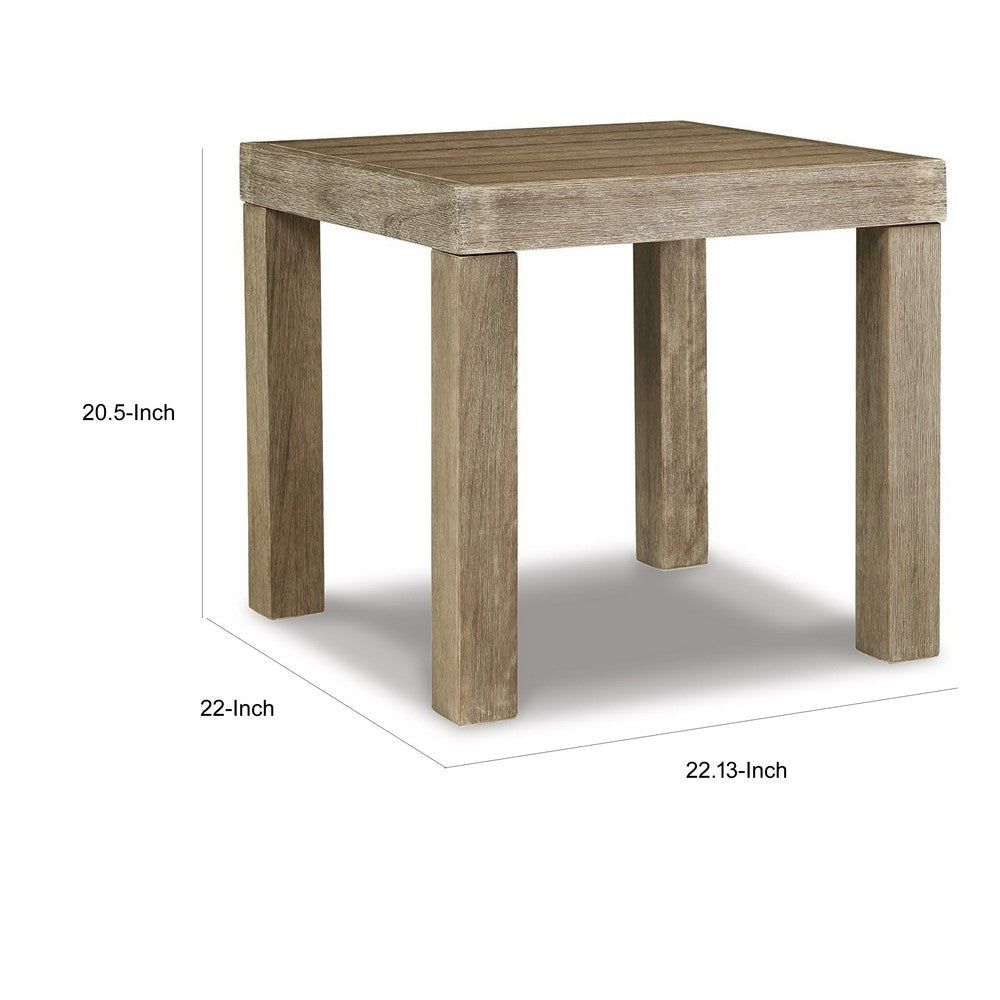 Ashley Fayi 22’’ Outdoor End Table Slatted Design Natural Brown BM315936