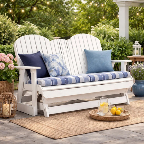 Ashley Sami 67 Inch Outdoor Adirondack Loveseat, Cupholders, White