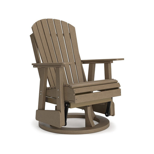 Ashley Sami 31" Outdoor Swivel Glider Chair, Slatted Design, Brown