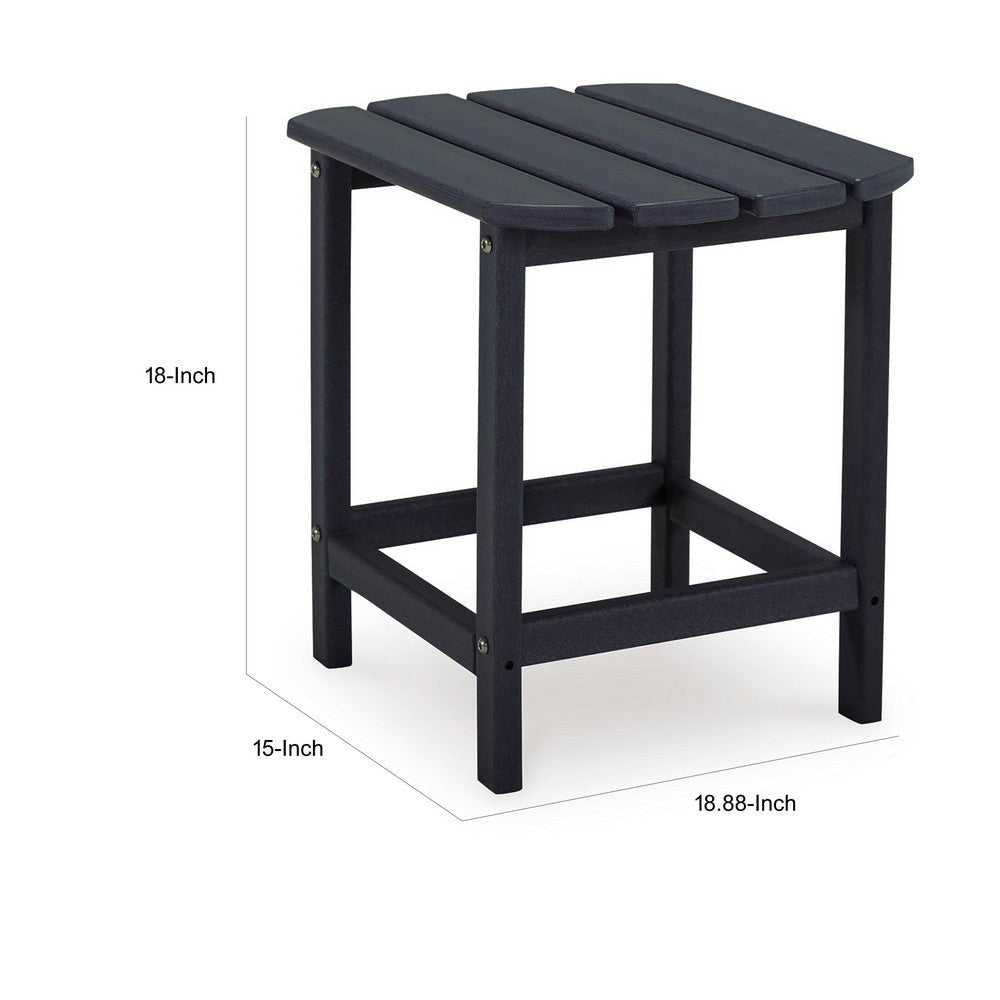 Ashley 19’’ Outdoor Side End Table Slatted Top Steel Black BM315955