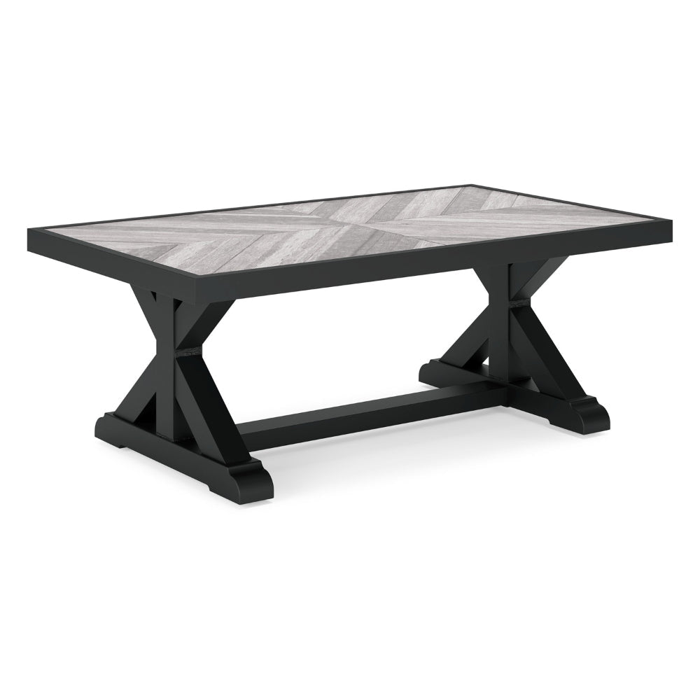 Ashley Tira 48’’ Outdoor Coffee Table Tile Top Black Light Gray BM315959
