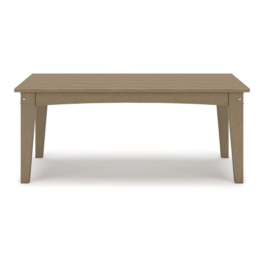 Ashley Fini 44" Outdoor Coffee Table, Slatted Top, Brown Finish