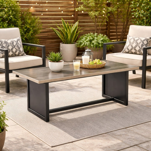 Ashley 38" Outdoor Side End Table, Rectangular Top, Modern Brown