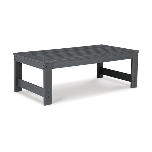 Ashley Wigo 48" Outdoor Coffee Table, Slatted Top, Charcoal Gray