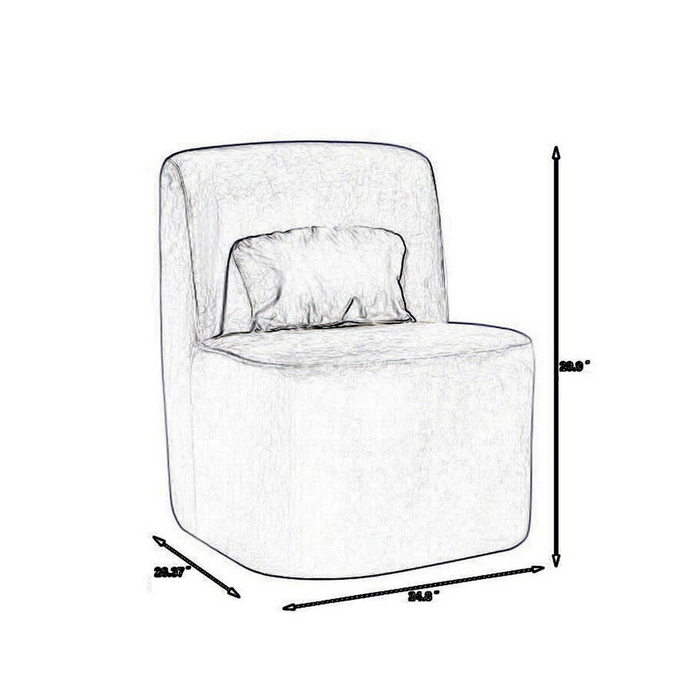 Suma 25 Inch Slipper Accent Chair with Pillow Gray Velvet Upholstery By Casagear Home BM316071