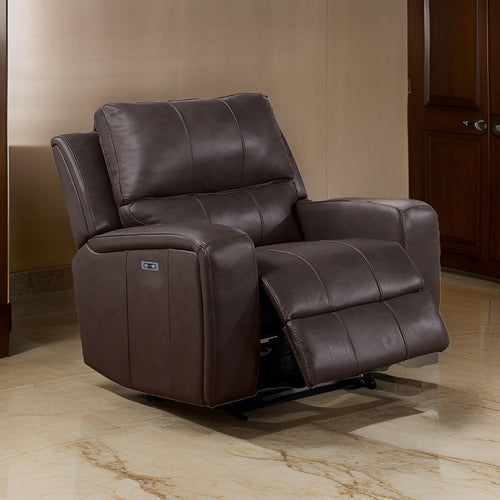 Elle 37 Inch Glider Chair, Manual Recliner, Cushioned, Brown Faux Leather By Casagear Home
