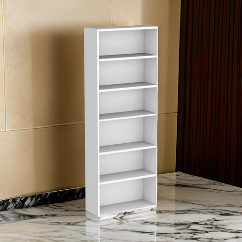Myx 63 Inch Modern Bookcase, 6 Tier Storage Shelves, White Wood Finish By Casagear Home