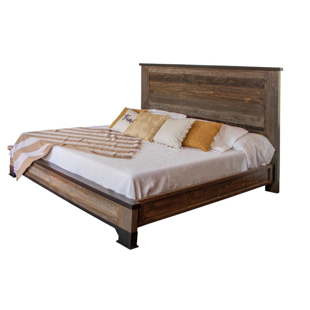 Amy California King Size Bed Raised Panel Headboard Farmhouse Gray Brown By Casagear Home
