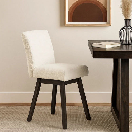 Ghy 25 Inch Swivel Counter Chair Set of 2, White Textured Upholstery, Brown By Casagear Home