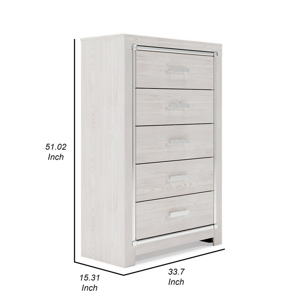 Ashley 51’’ Tall Dresser Chest 5 Drawers White Wood Finish BM316571
