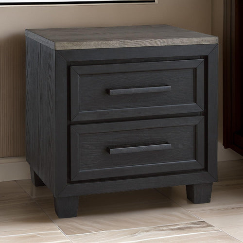 Ashley Kye 27" Bedside Nightstand, 2 Drawers, Smooth Black Finish