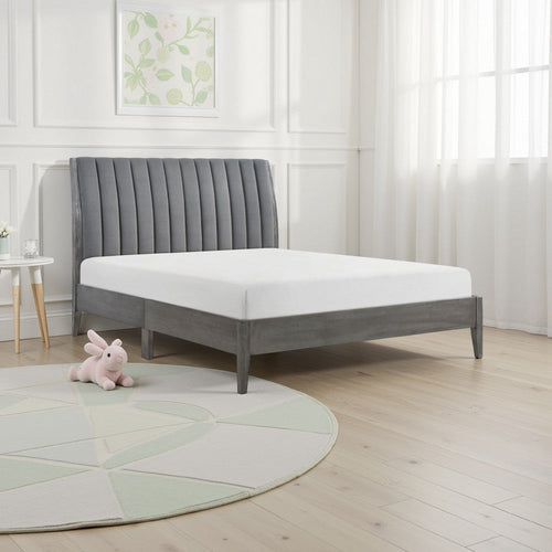 Ryla California King Platform Bed, Gray Tufted Velvet Upholstered Headboard By Casagear Home