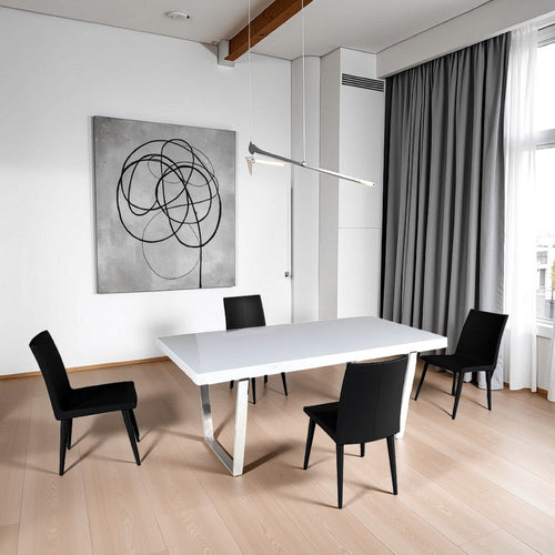 Ien 71 Inch Dining Table, Rectangular Top, Open Metal Panel, White Lacquer By Casagear Home