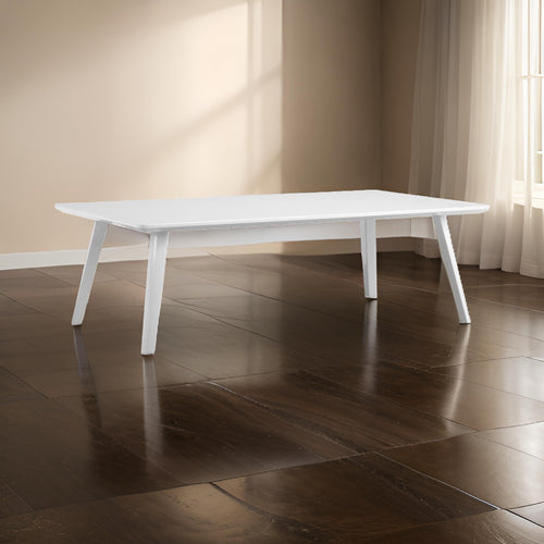 Hle 51 Inch Coffee Table, Rectangular White Top, Powder Coated Legs, Wood By Casagear Home