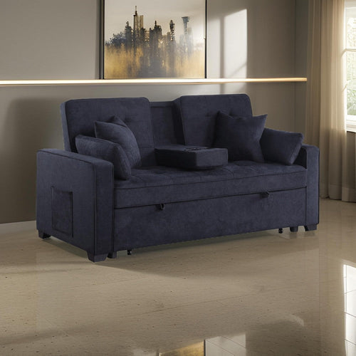 Oli 70 Inch Convertible Sleeper Loveseat, Pull Out Bed, Pillows, Dark Gray By Casagear Home