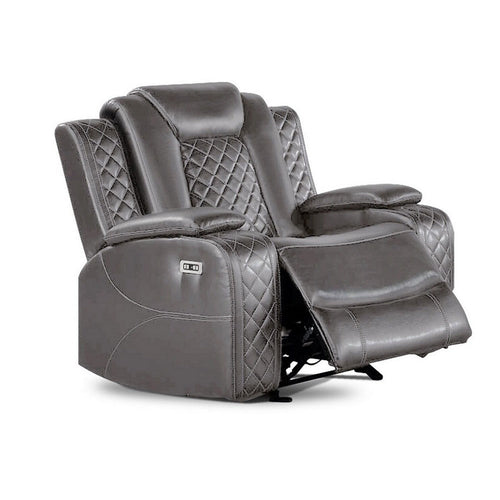 Aile 37 Inch Modern Power Recliner Chair, Gray Faux Leather Upholstery
By Casagear Home