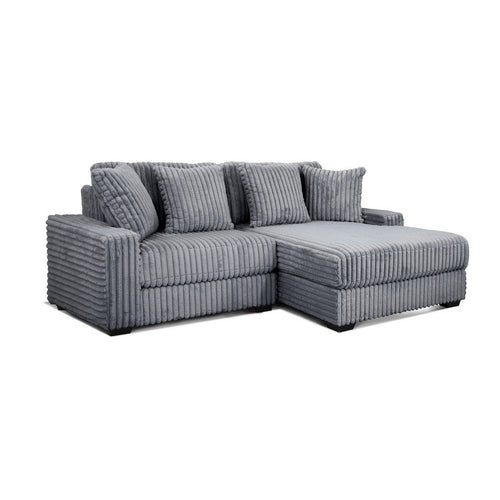 Lsy 2pc Oversize Sectional Sofa, Reversible Chaise, Gray Jumbo Corduroy
By Casagear Home