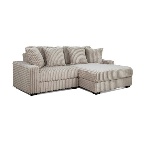 Lsy 2pc Oversize Sectional Sofa, Reversible Chaise, Beige Jumbo Corduroy
By Casagear Home