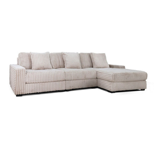 Lsy 3pc Oversize Sectional Sofa, Reversible Chaise, Beige Jumbo Corduroy
By Casagear Home