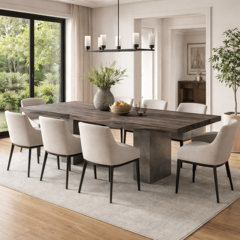 Cid Ari 94 Inch Dining Table, Heritage Oak Rectangular Top, Dark Gray By Casagear Home