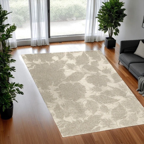 Ashley Adas 5 x 7 Medium Area Rug, Tufted Floral Pattern, Beige