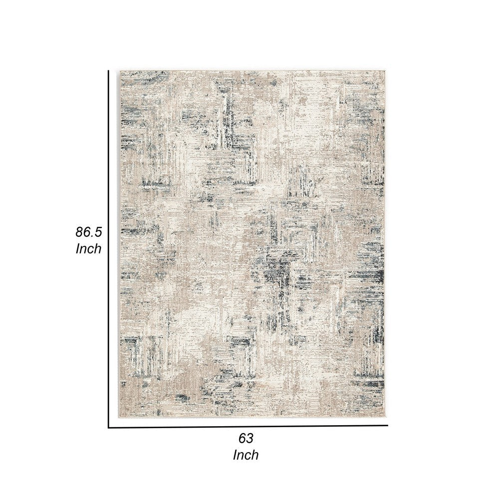 Ashley Toer 5 x 7 Medium Area Rug Abstract Art Gray White