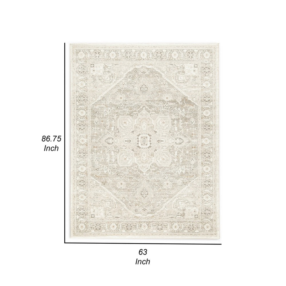 Ashley Wei 5 x 7 Medium Area Rug Persian Medallion Motif Beige BM318250