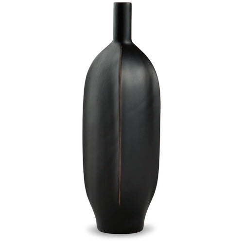 Ashley Troy 13" Flower Vase, Home Decor Accessory, Black Polyresin