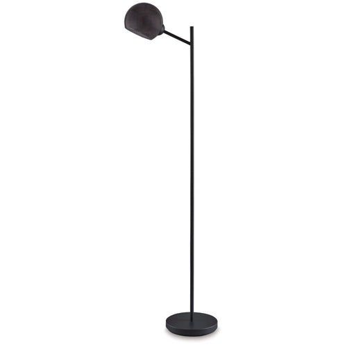 Ashley Bane 63" Floor Lamp, Smokey Black Glass Shade, Metal Base