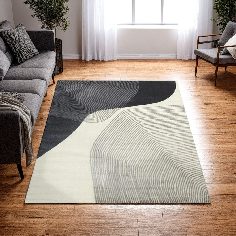 Ashley Veer 5 x 7 Area Rug, Abstract Pattern Polyester, Wool, Gray
